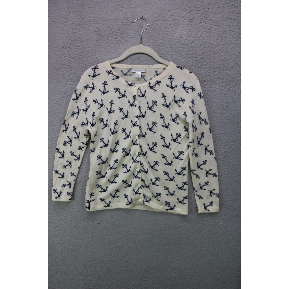 Garnett Hill 100% Merino Wool Button-Up Sweater-XS-Anchors-Nautical-Preppy